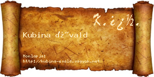 Kubina Évald névjegykártya
